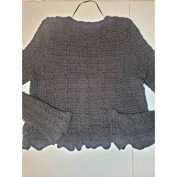 Free People Rosehip Cardi in Raven Feather Sz L Cropped Textured Knit Boho Chic - Picture 11 of 11